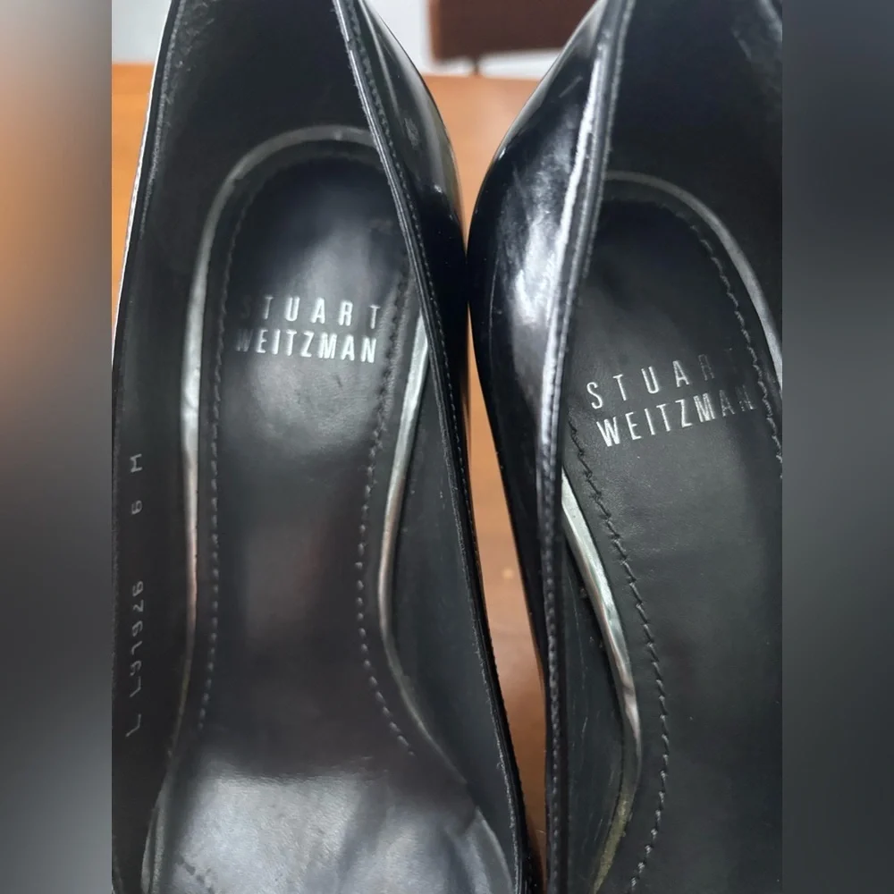 Stuart Weitzman Glossy Black Heels Size 6 - Picture 15 of 15